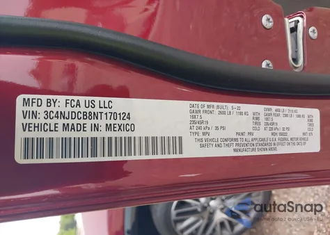 2022 Jeep Compass Limited 4X4 from USA, damaged, VIN 3C4NJDCB8NT170124